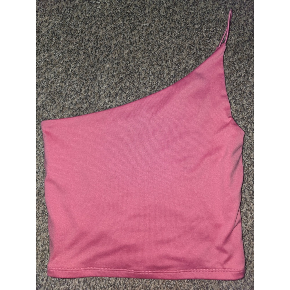 Forever 21 Pink One Shoulder Spaghetti Strap Crop Top Small